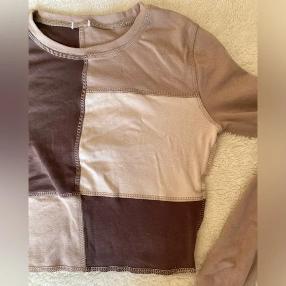 Y2K patchwork brown top - Picture 2 of 2